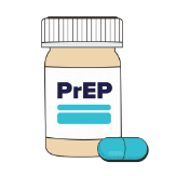 PrEP medication bottle and pill