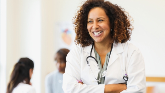 Happy black female doctor